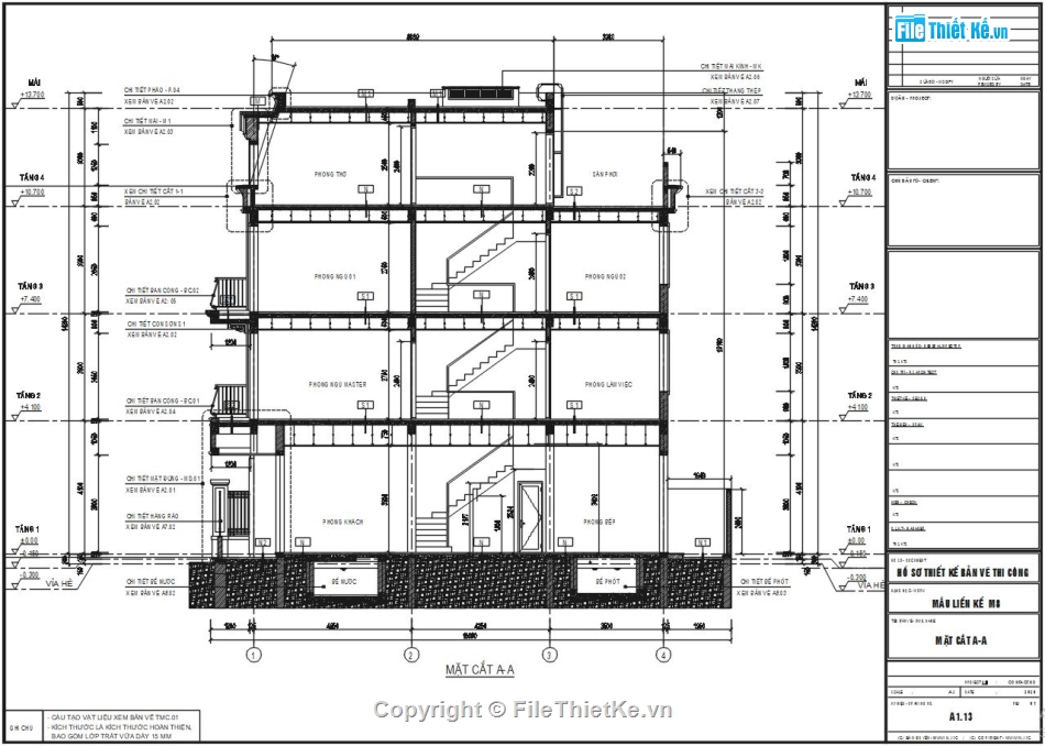 nhà phố 4 tầng,Bản vẽ nhà phố tân cổ điển,thiết kế nhà phố,File cad nhà 5x14m,File autocad nhà phố 4 tầng,Thiết kế nhà phân lô